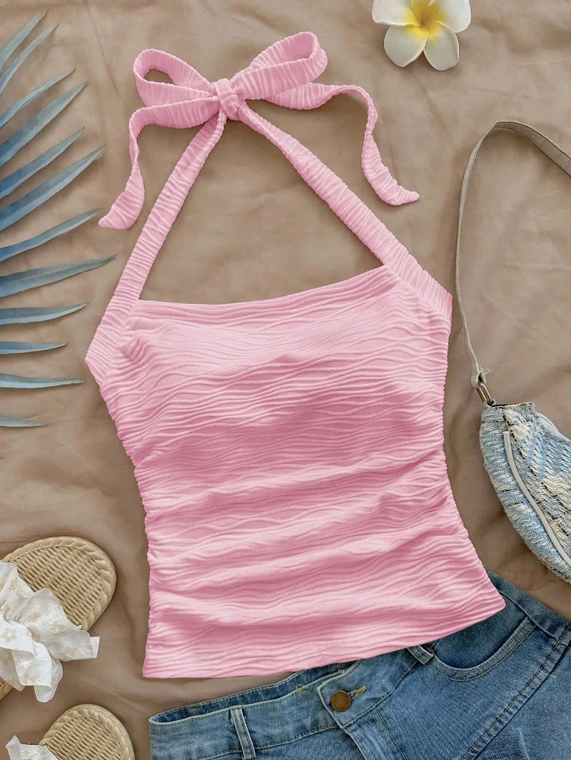 Summer New Vintage Off-The-Shoulder Neckline Undergarment with Bra Top, Sleeveless Short Style, Slimming Blazer for Ladies