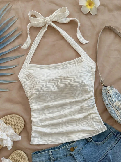 Summer New Vintage Off-The-Shoulder Neckline Undergarment with Bra Top, Sleeveless Short Style, Slimming Blazer for Ladies