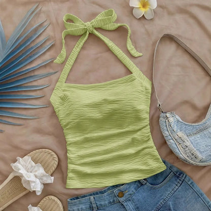 Summer New Vintage Off-The-Shoulder Neckline Undergarment with Bra Top, Sleeveless Short Style, Slimming Blazer for Ladies